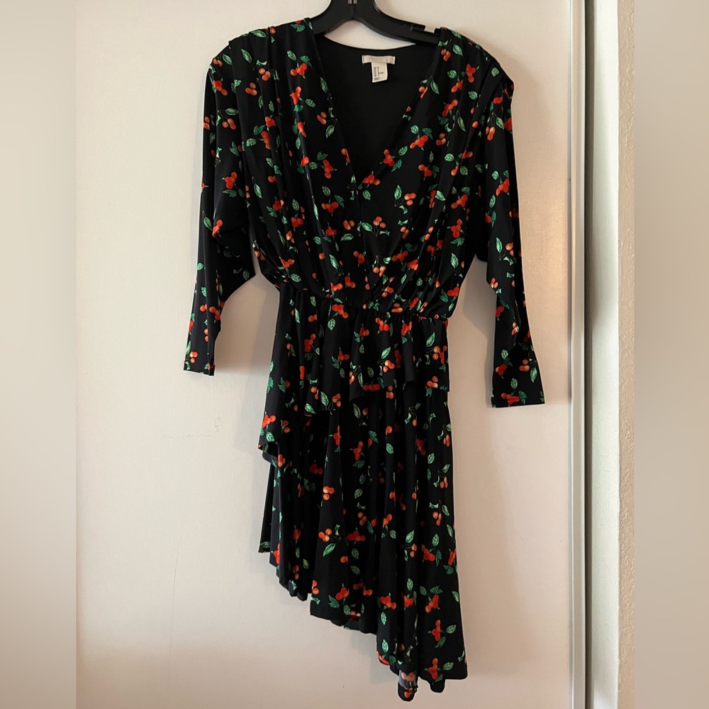 Women’s Black Cherry Print Wrap Dress